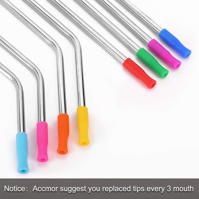 accmor 44Pcs Reusable Straw Tips, Silicone Straws Tip, Multi-color Food Grade Straw Tips Covers Only Fit for 1/4 Inch Wide(6MM Out diameter) Stainless Steel Straws by Accmor - Image 3
